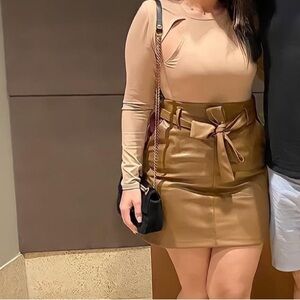 Banana Republic Tan Leather mini Skirt